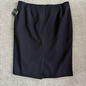 Kasper Skirt Womens 18 Black Solid Pencil Knee Length Lined Slit Work Office